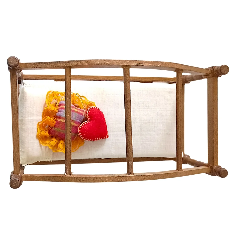 Vintage Dollhouse Canopy Bed Wood Miniature Furniture Pillows And Mattress‎